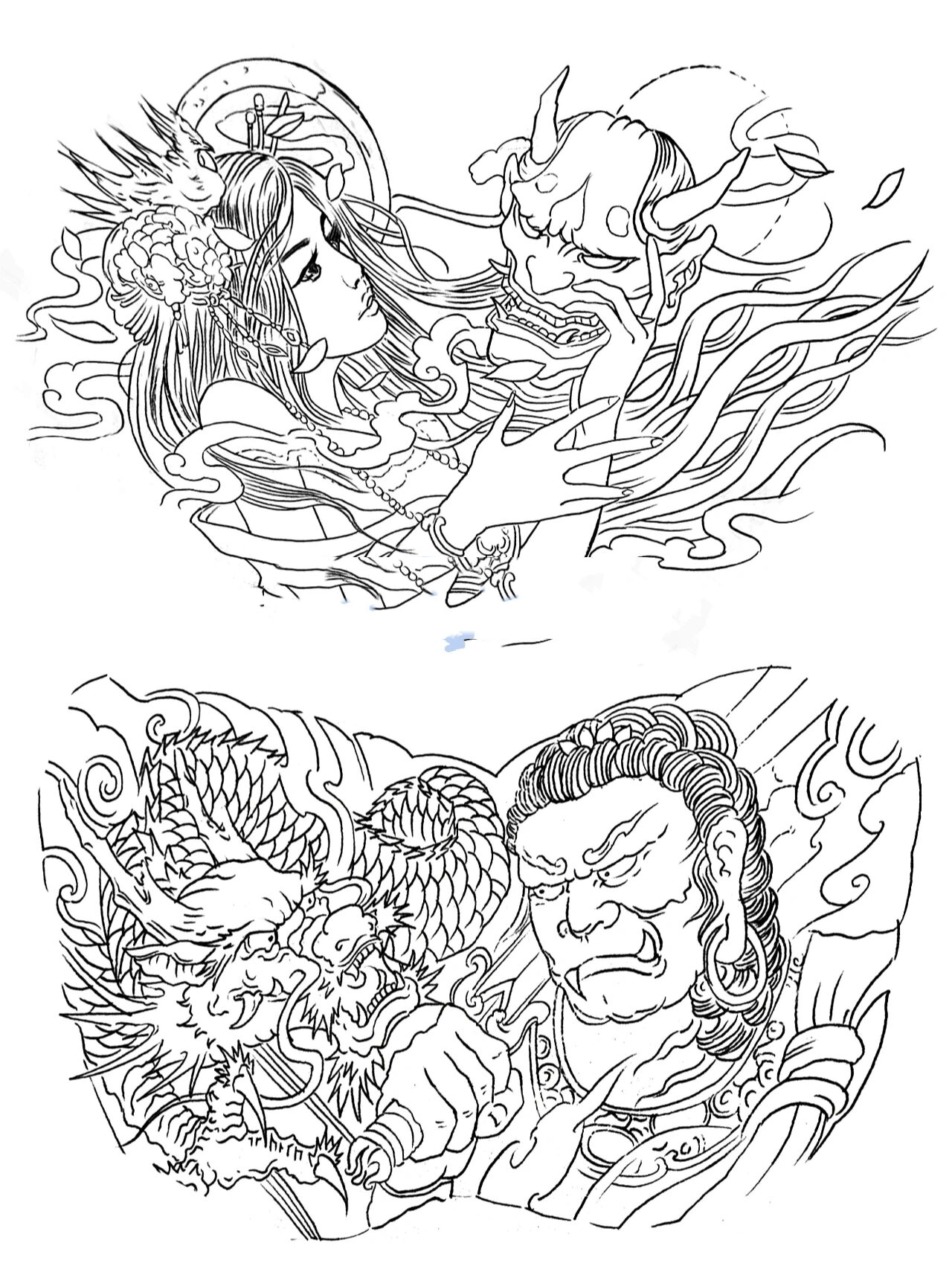 花胸纹身手稿图案线稿收藏 花胸纹身图案手稿线稿收藏5