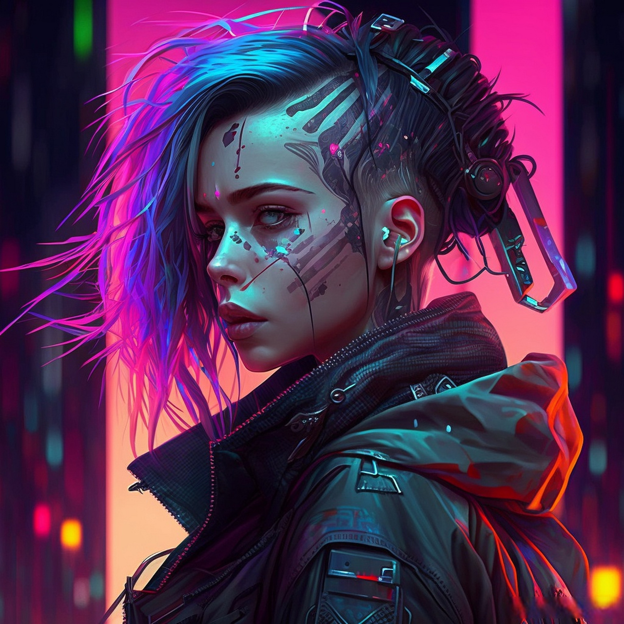 cyberpunk girls #插画##midjourney##音速行星##赛博朋克