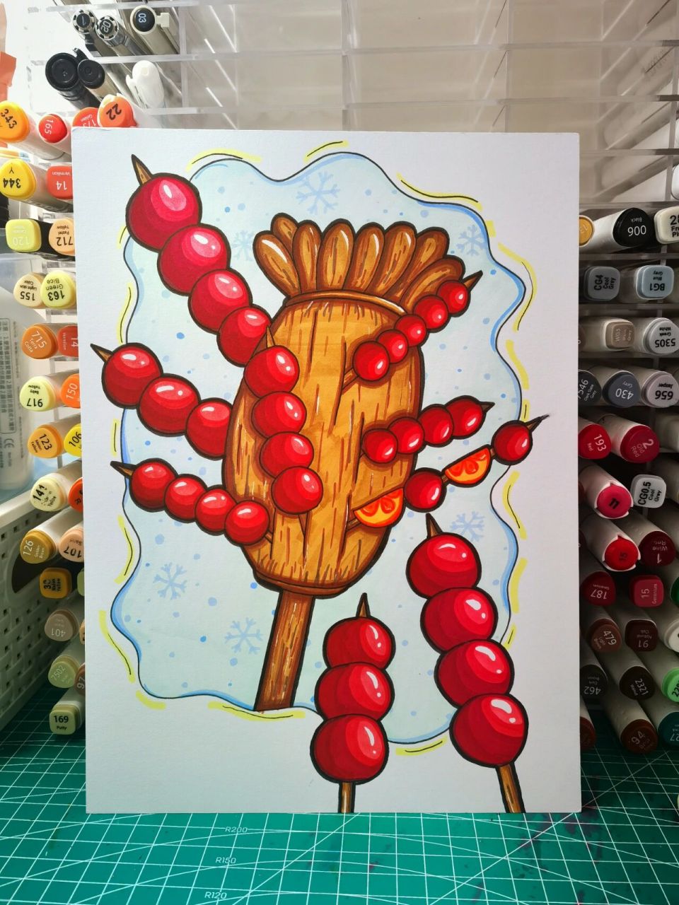 冰糖葫芦 儿童画马克笔画插画入门教程