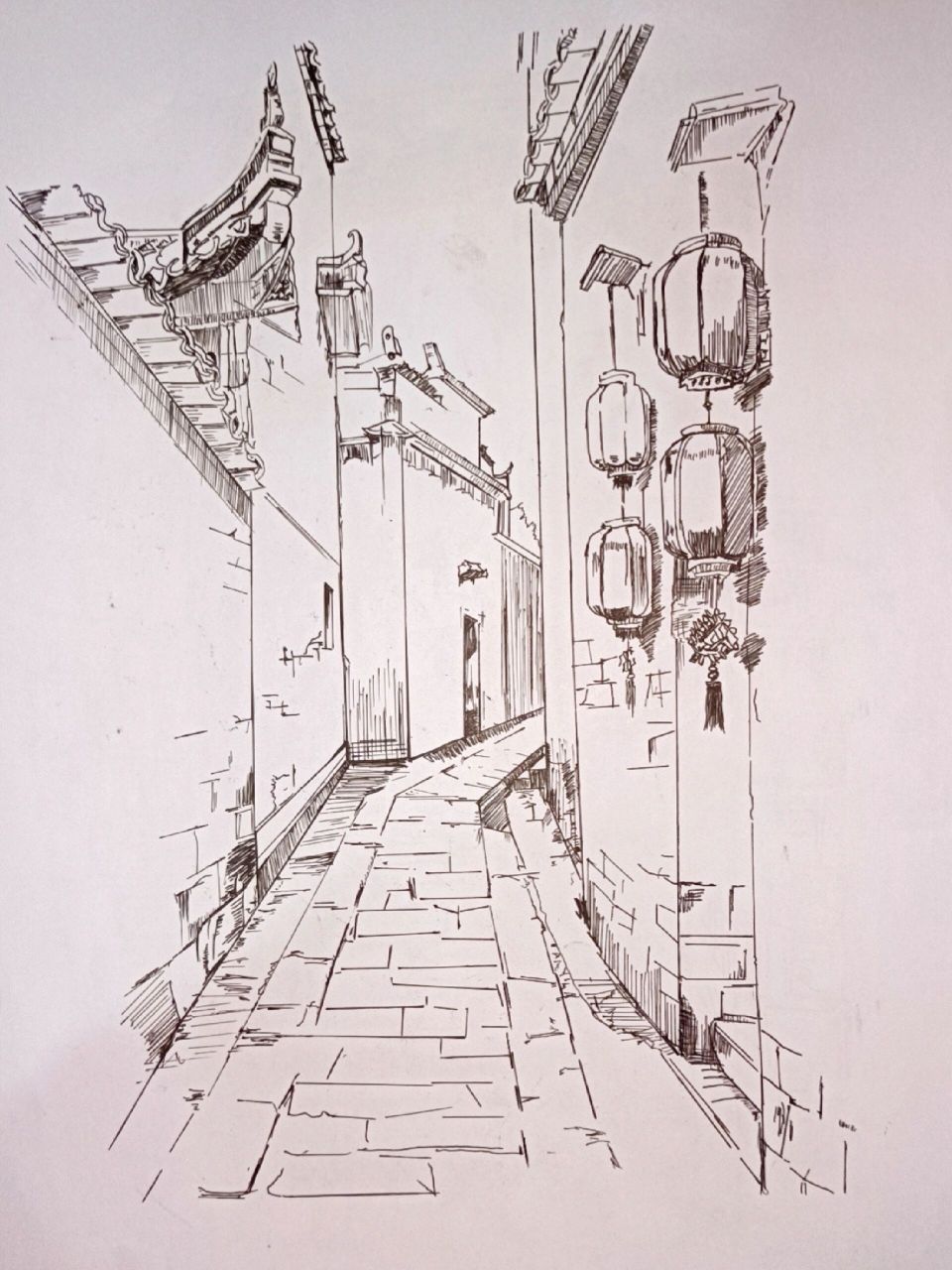 徽派建筑速写丨安徽黄山见习作业丨临摹 黄山都没去过,但见习作业还是