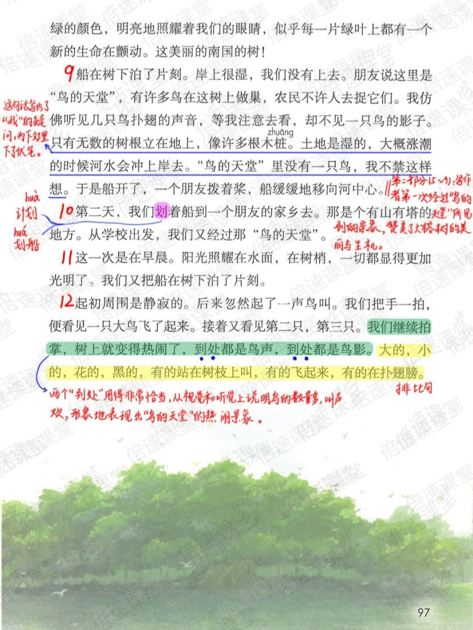 五年级上册|部编版语文|第23课鸟的天堂|预习笔记