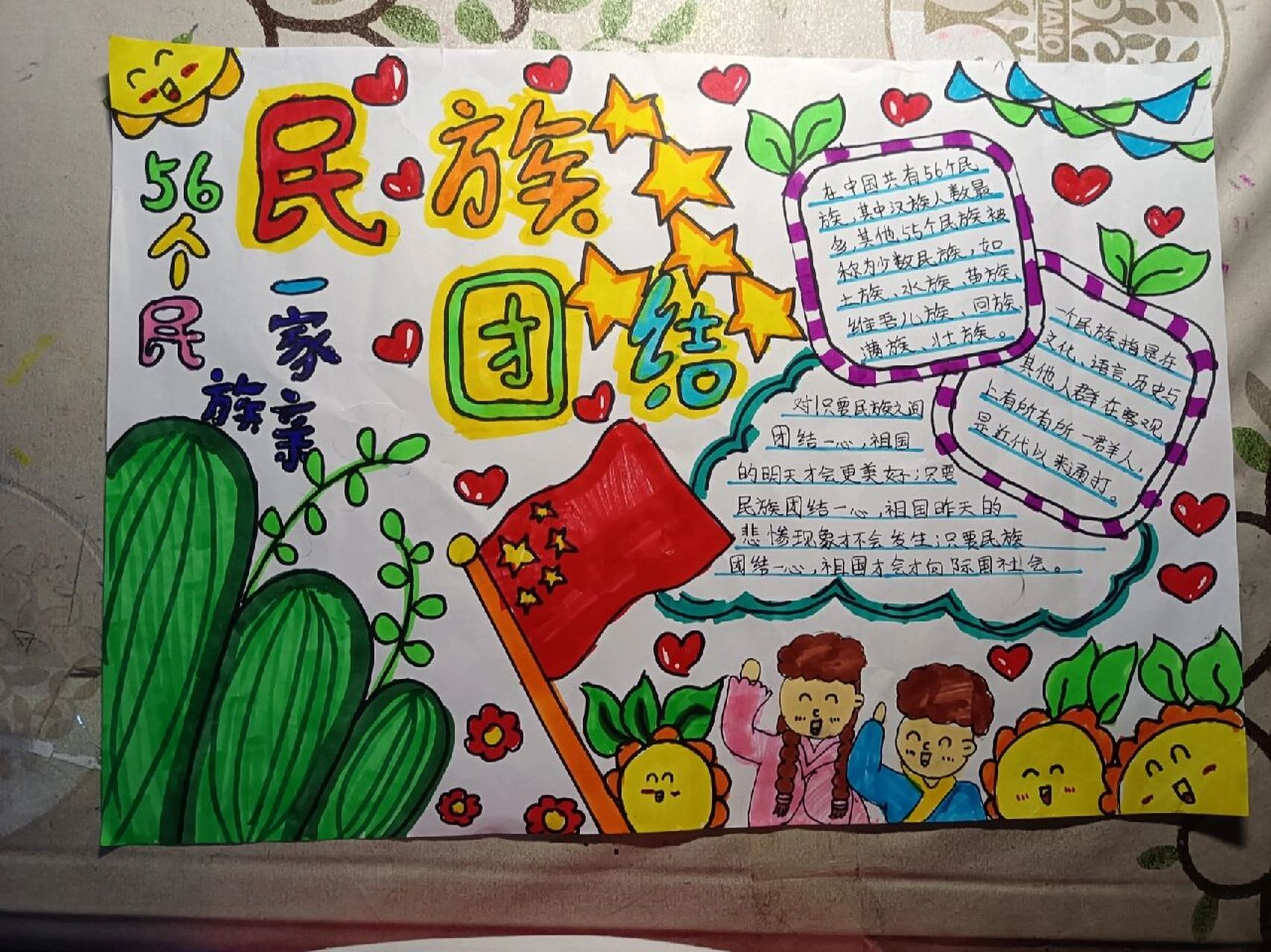 民族团结手抄报有色图来哩! 需要的宝可用!💜💜 星儿好不容易画的