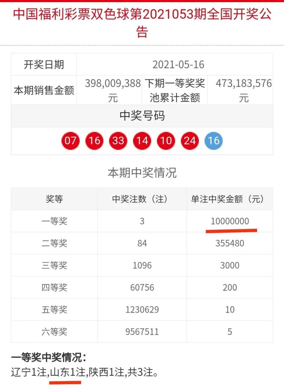 双色球2021053图片