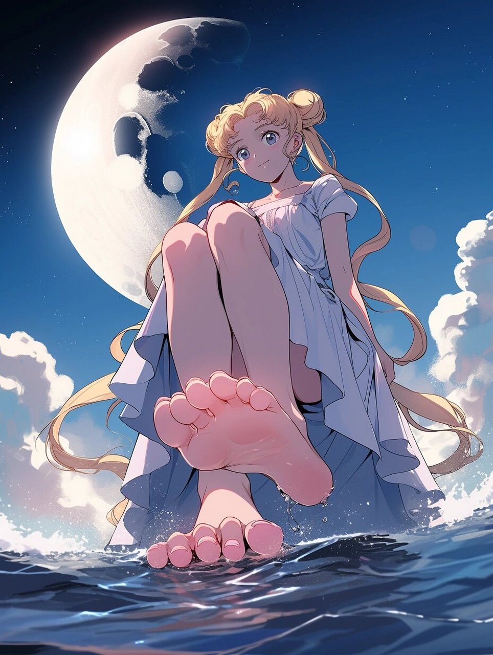 水冰月-海边系列 水冰月, 	 在海边光着脚丫, 	 真是身心愉悦啊!