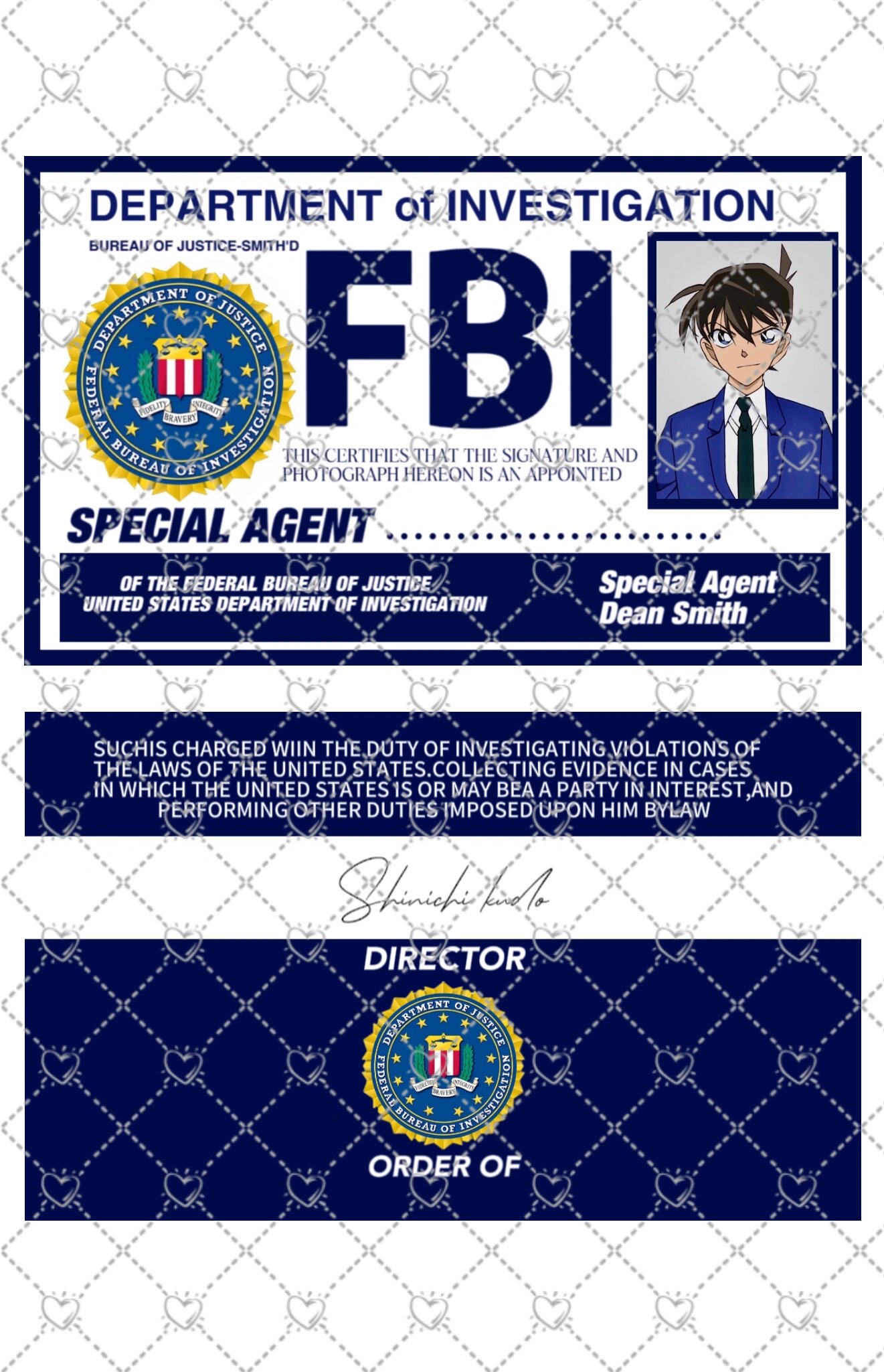 名侦探柯南fbi证件 因为到处都找不到模板,就自己参照着照片自己做啦
