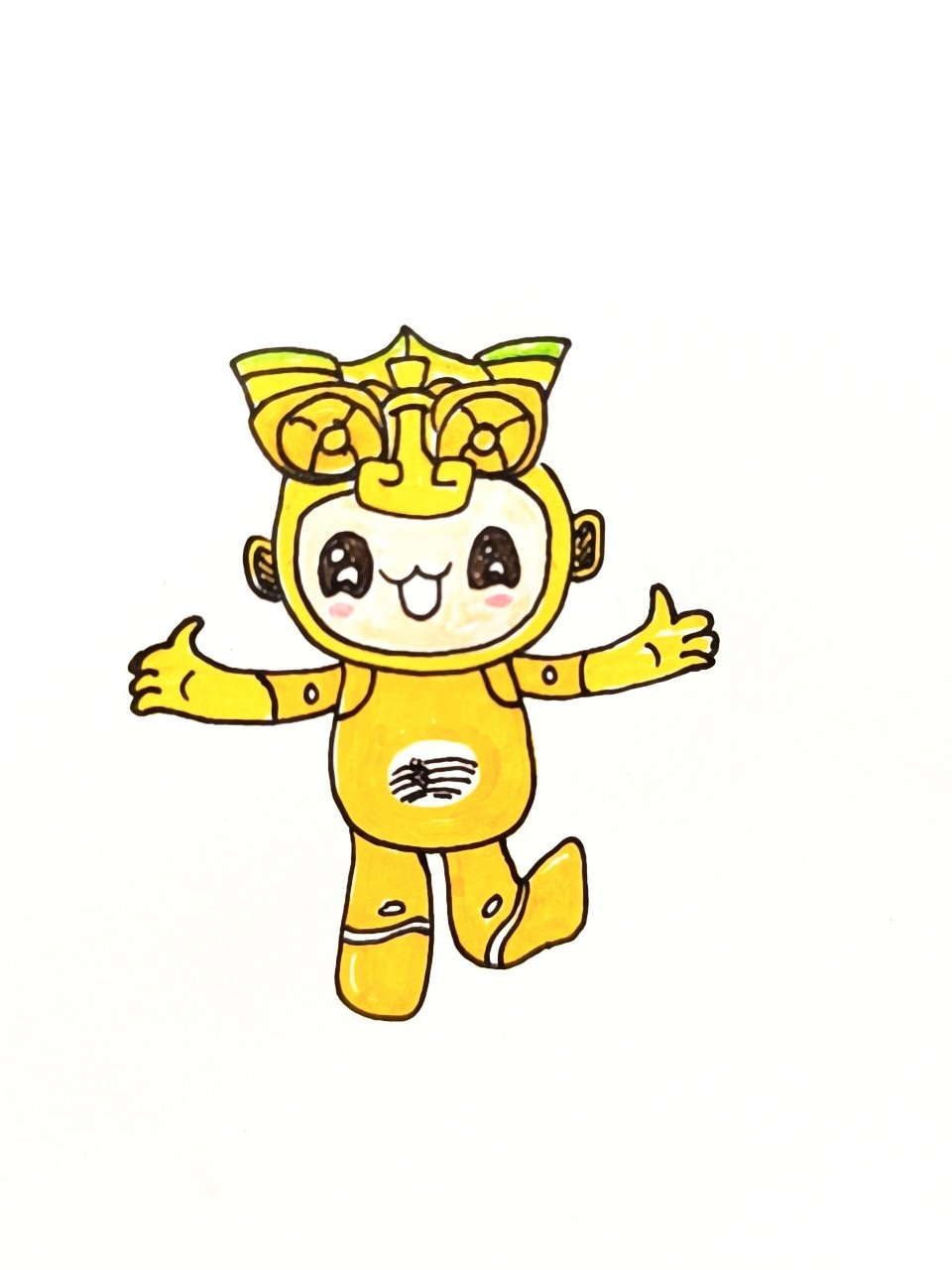 亚运会吉祥物简笔画教程 简单几个步骤画琮琮,可扫描打印