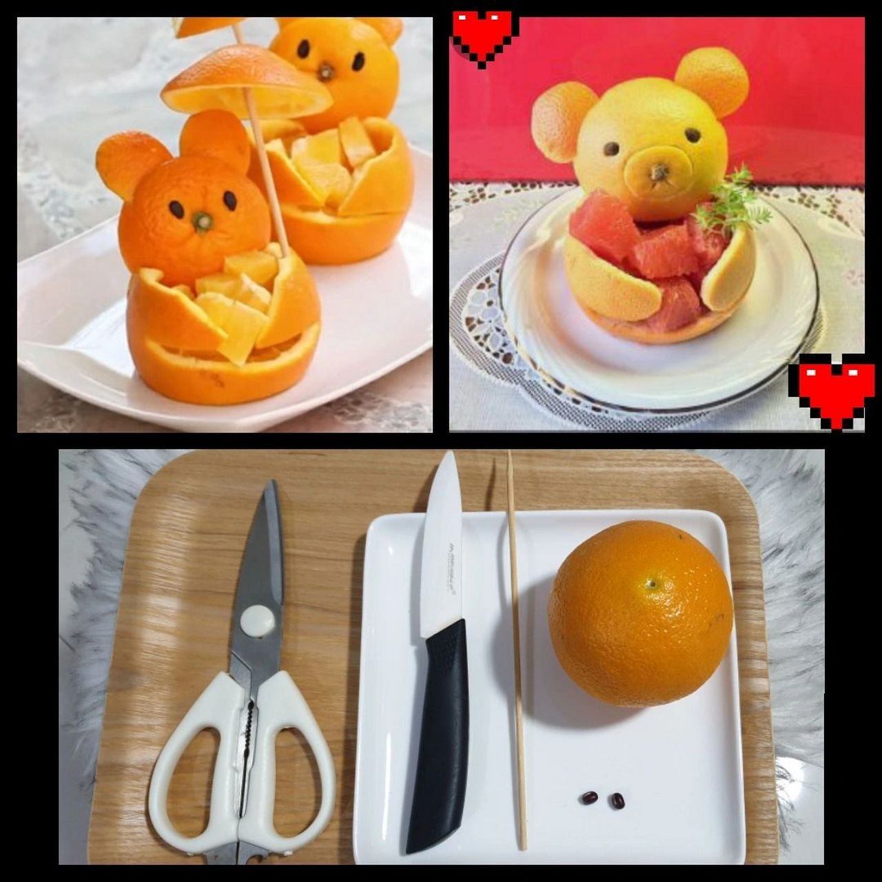 水果雕刻 | 用橙弄成熊宝宝水果盘 9293 教几位同事做橙子水果盘.