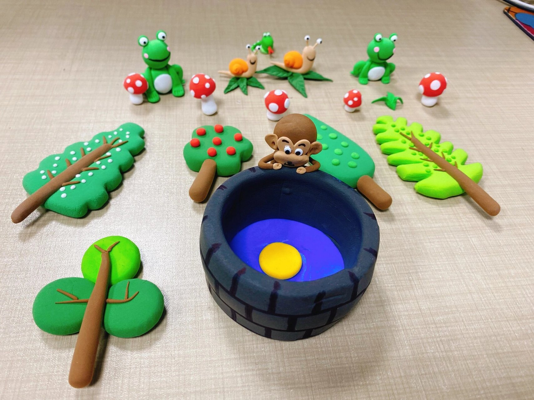 猴子捞月手工故事盒子