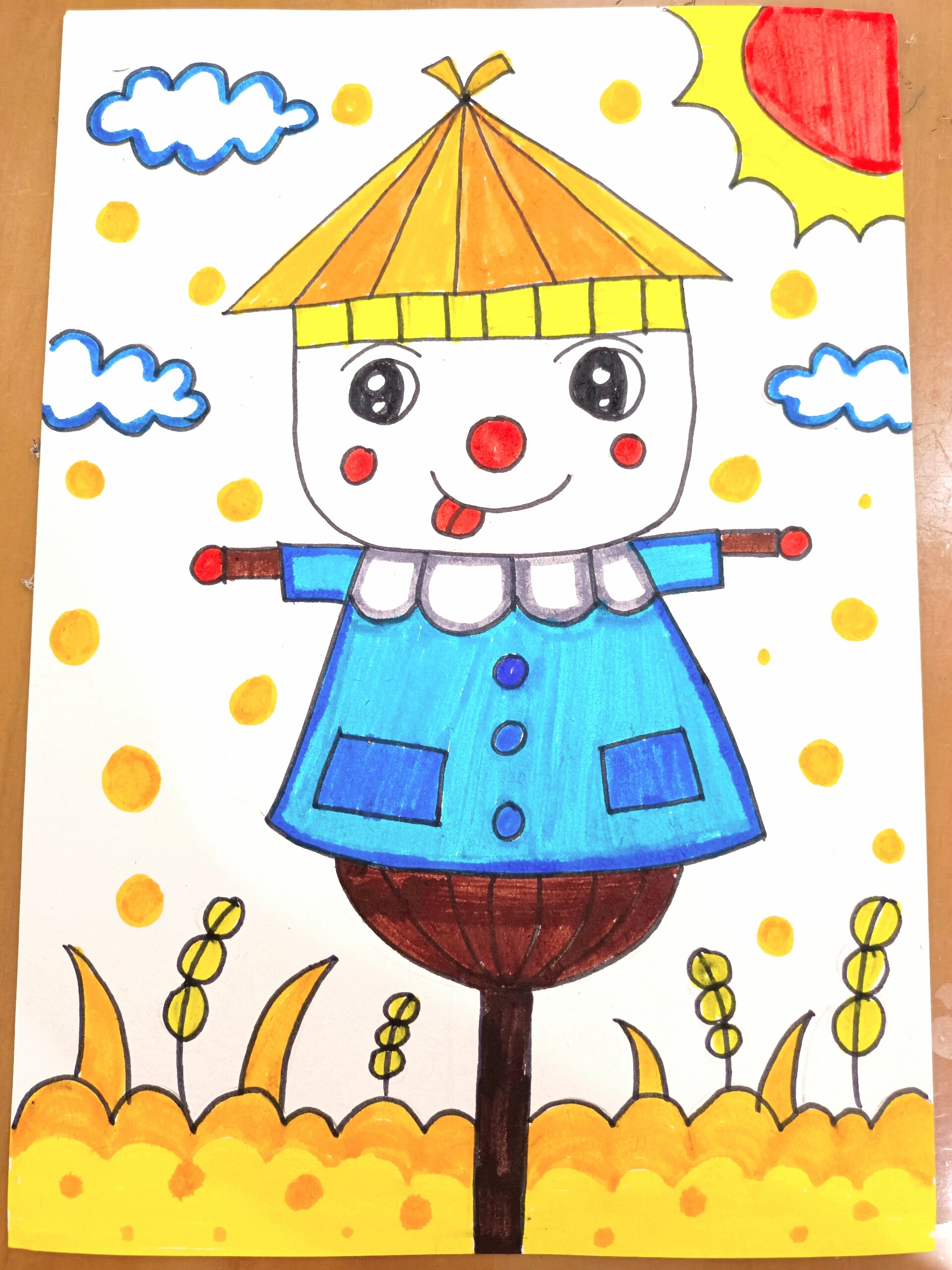 儿童创意美术稻草人