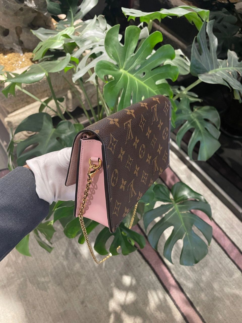 louis vuitton lv/路易威登 小花 flore 玫红色 woc 花朵94包 链条