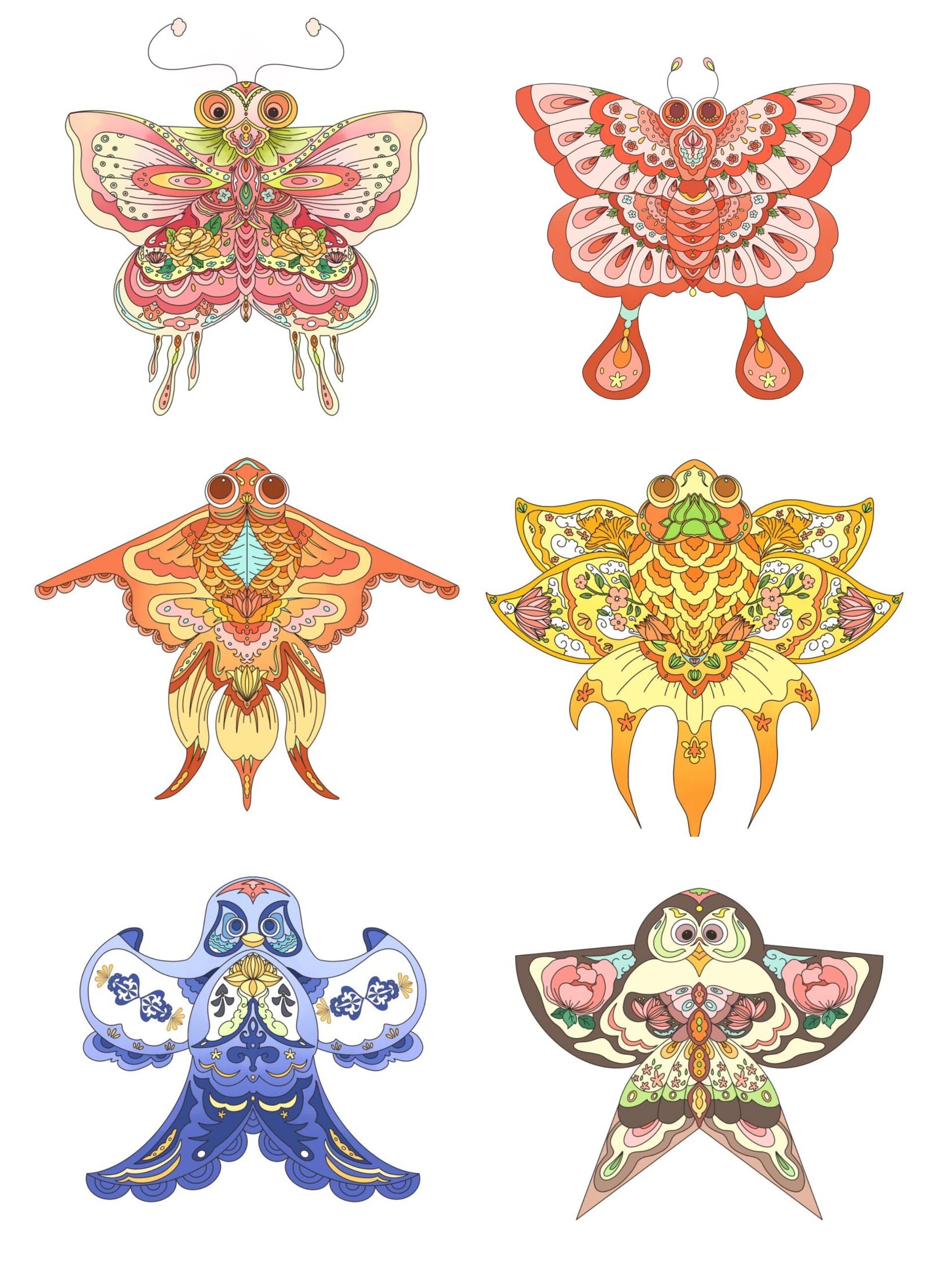 风筝免抠‖古风纸鸢手绘插画免抠素材②