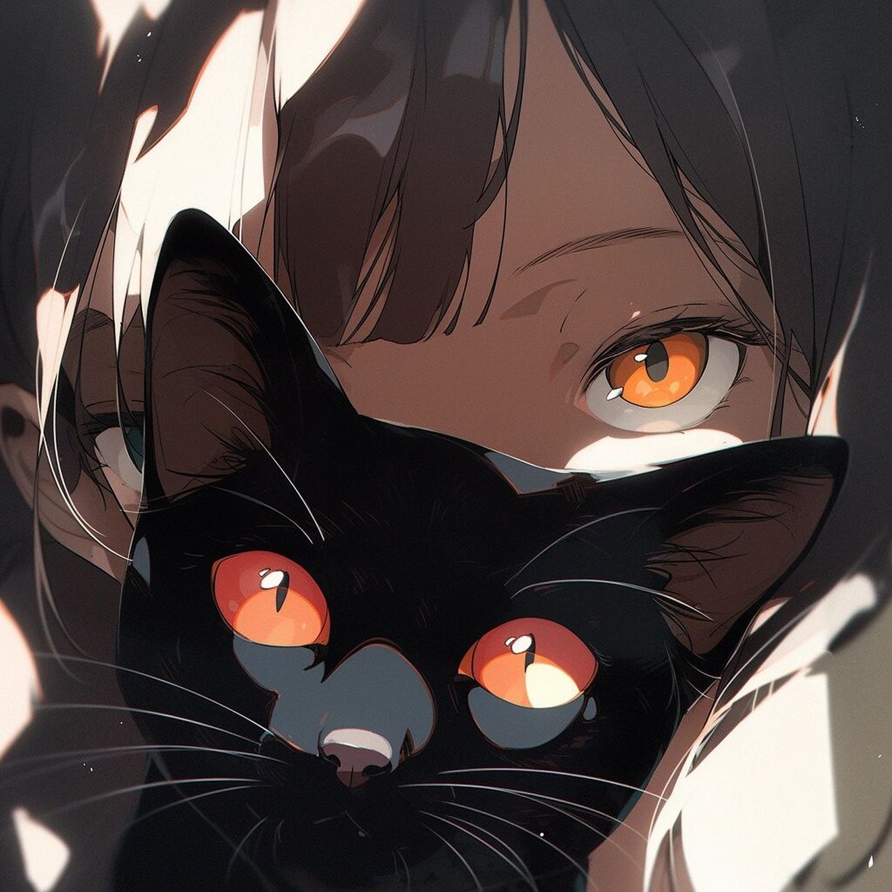 少女和她的黑猫警长来福93 治愈系氛围感少女头像 小坏猫!我生气喽