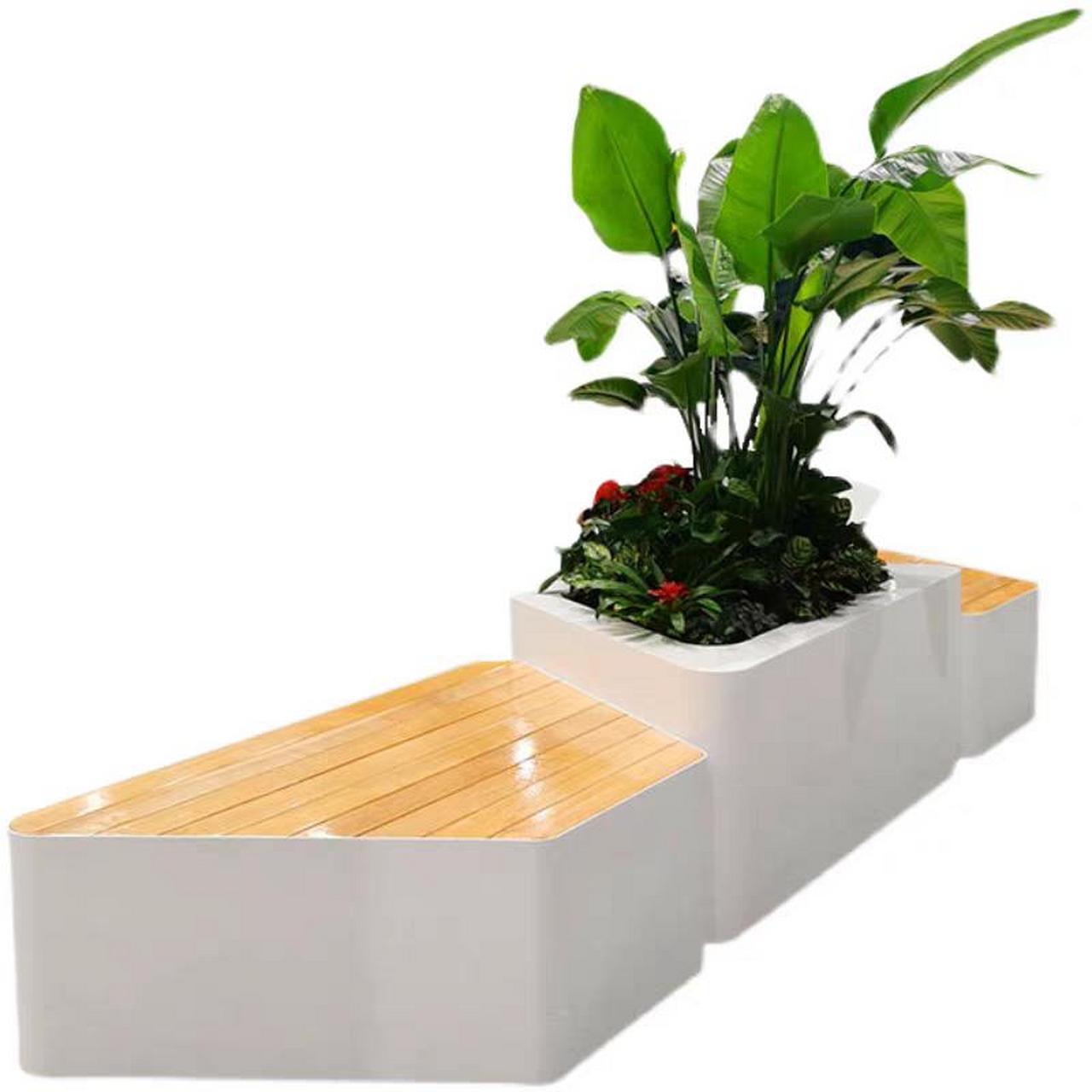 玻璃钢商场休闲椅户外公共花盆座椅室外景观坐凳创意休息长椅厂家玻璃