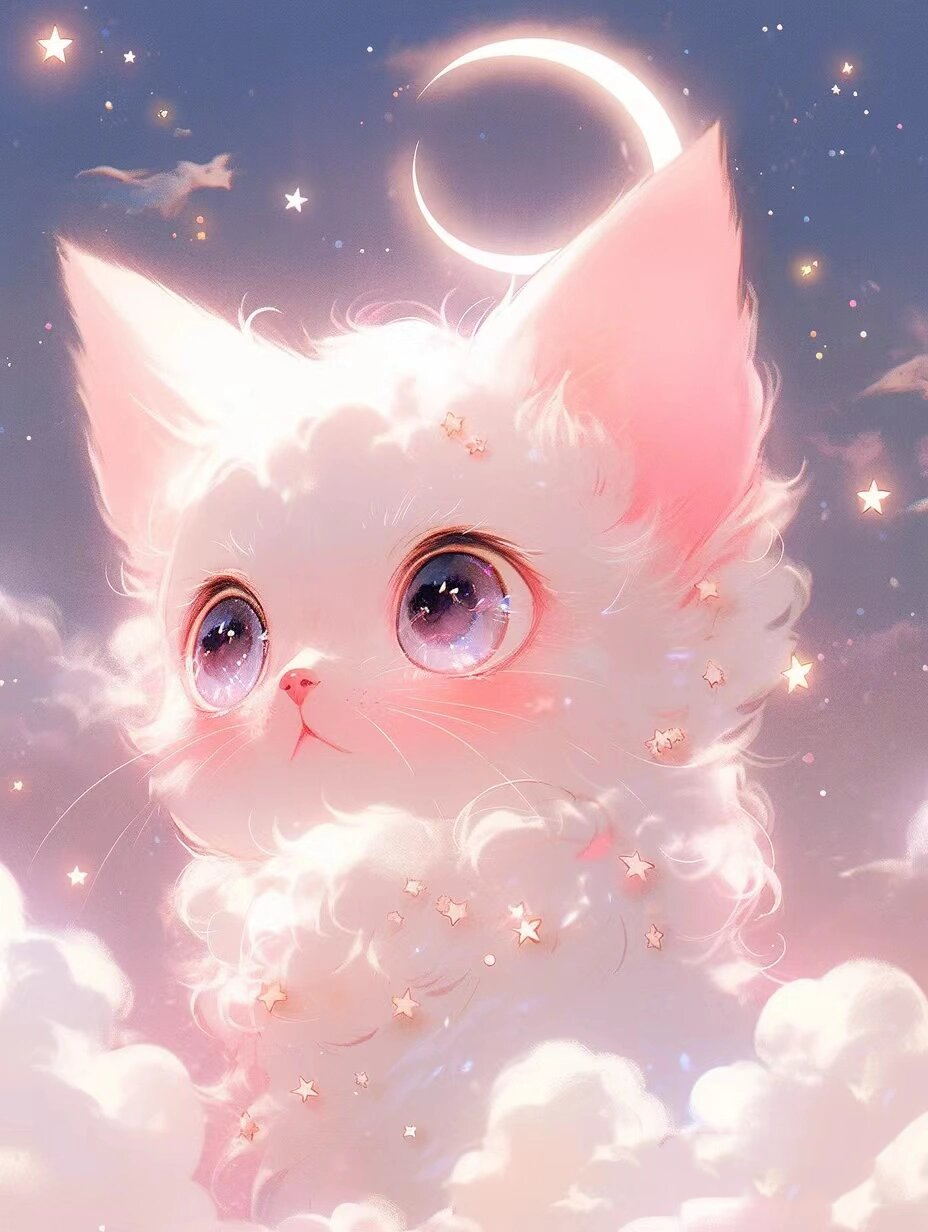 动漫小猫头像/壁纸 星空 小猫