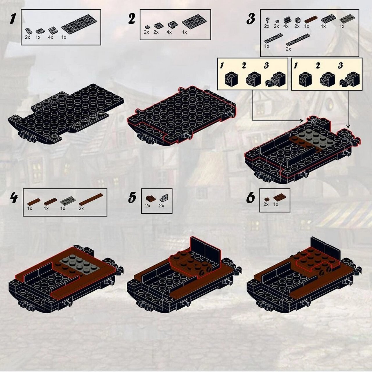 moc作品(内附图纸) | 四轮马车 设计师:marin | 来源ig:tile.n.