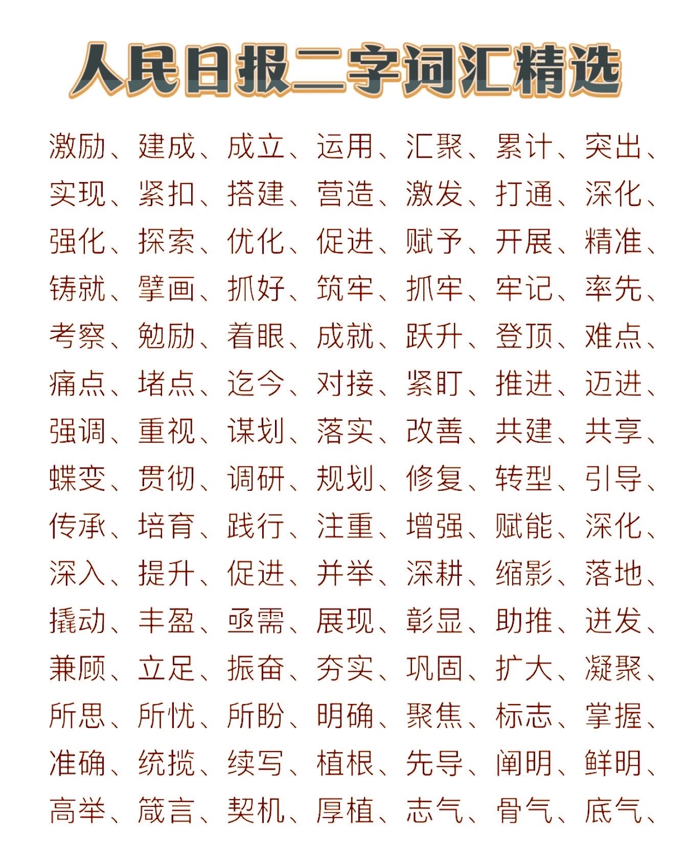 人民日报二字词汇精选