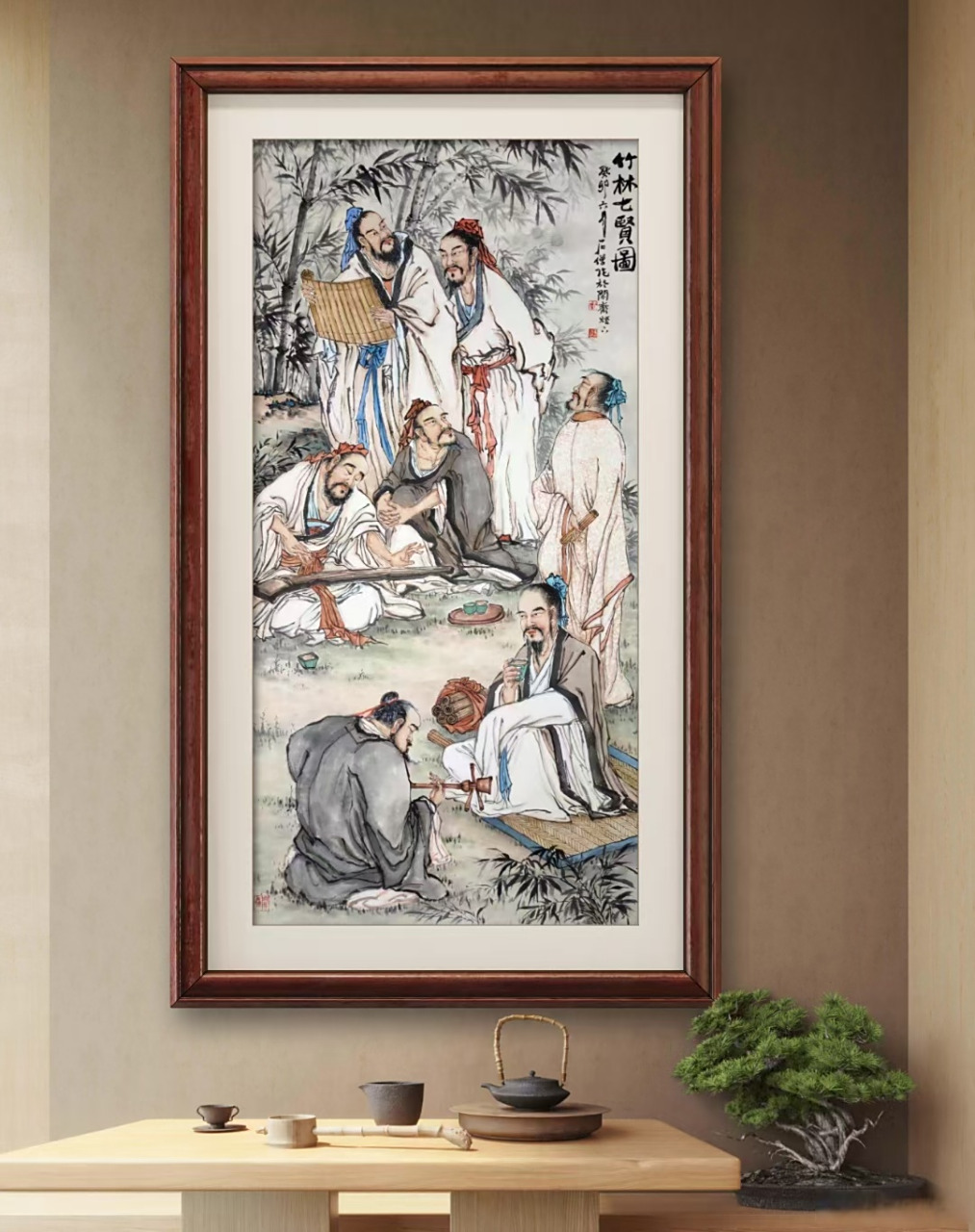 石僧老师精品人物竹林七贤图#艺术##国画