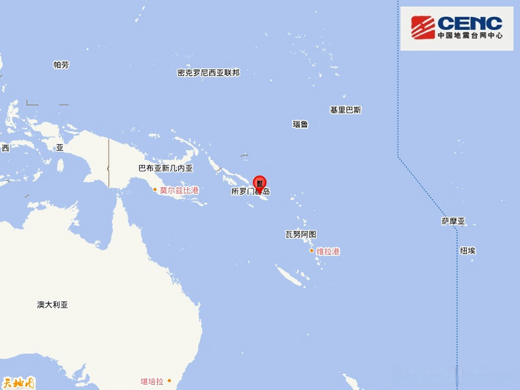 地震快讯@中国地震台网正式测定:05月21日23时45分在所罗门群岛(南纬