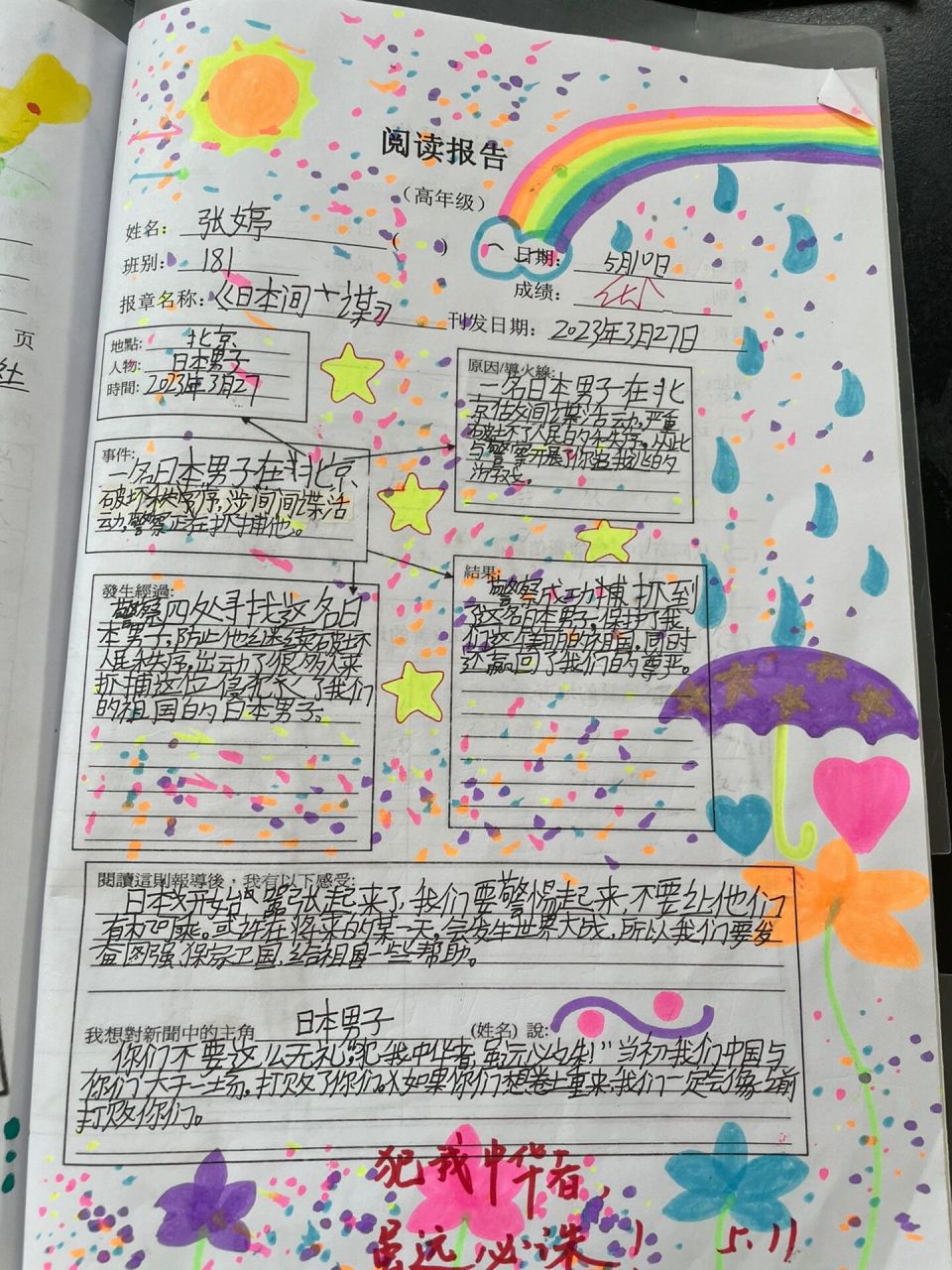 小学阅读报告册 每个孩子都是小小设计师,精心制作,描绘.