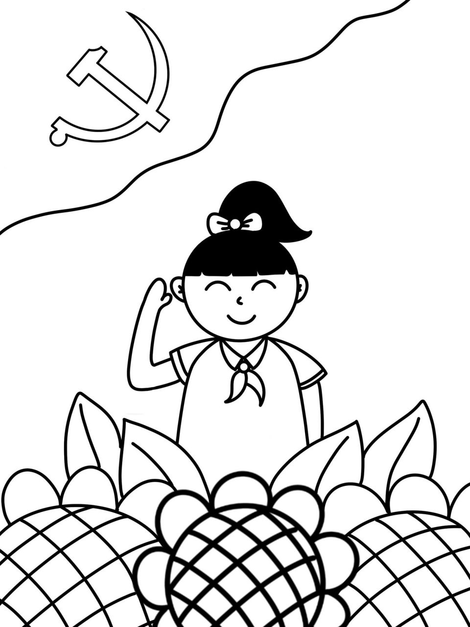 建军节主题创意画 儿童画9615线稿 #创意美术儿童画# #儿童简笔画