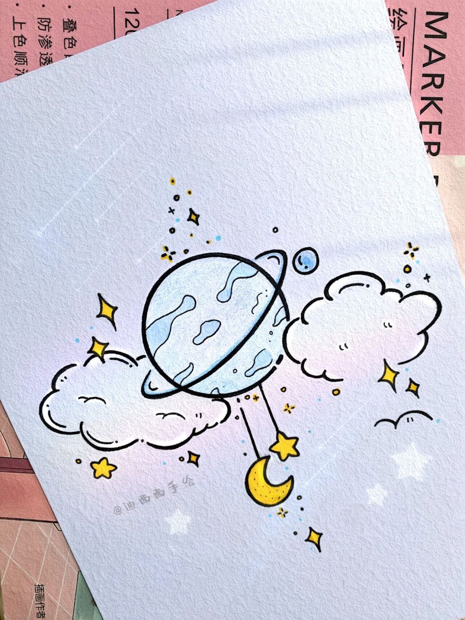 简笔画-梦幻星空   在广袤的空间和无限的时间中,能与你共享同一颗