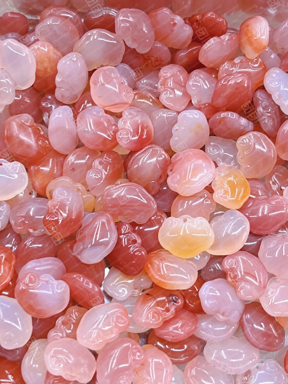 现货)绯红玛瑙如意锁 /  料子圆润4.9r 尺寸约16×14mm 精挑发货