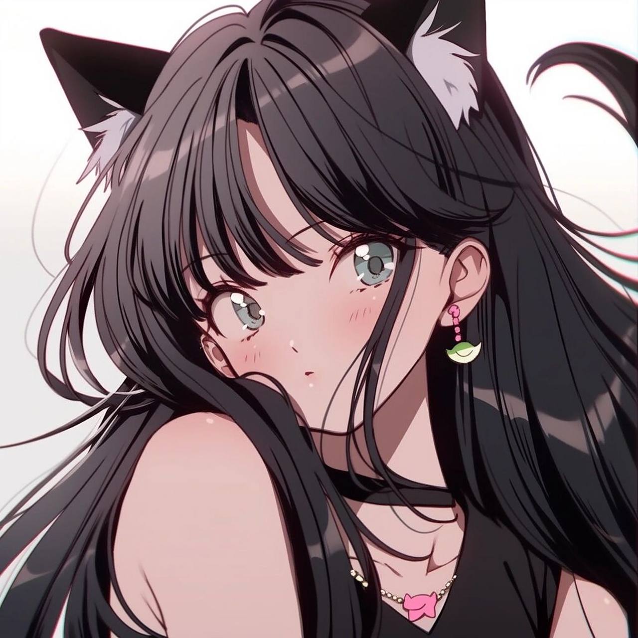 midjourney|旧漫头像-复古蒸汽波-甜酷猫女