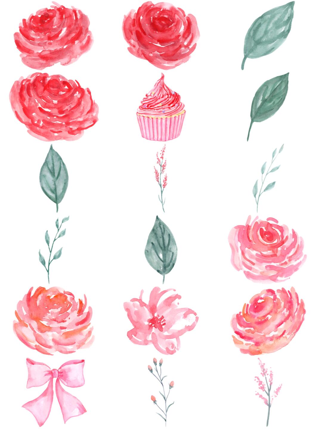 水彩手绘浪漫情人节七夕爱心素材