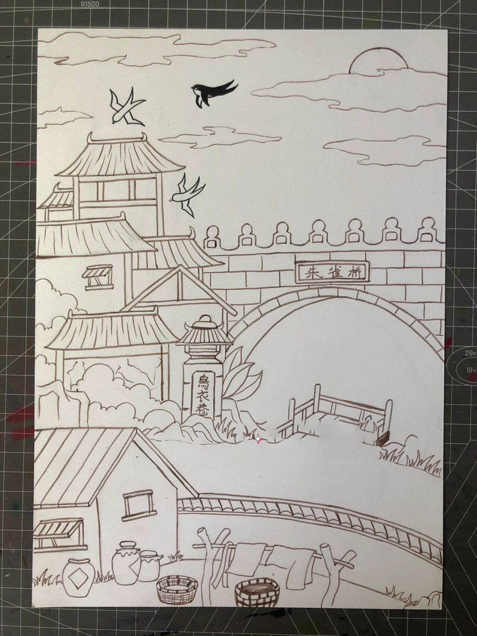 古诗配画(原创)   你们要的《乌衣巷》来啦.