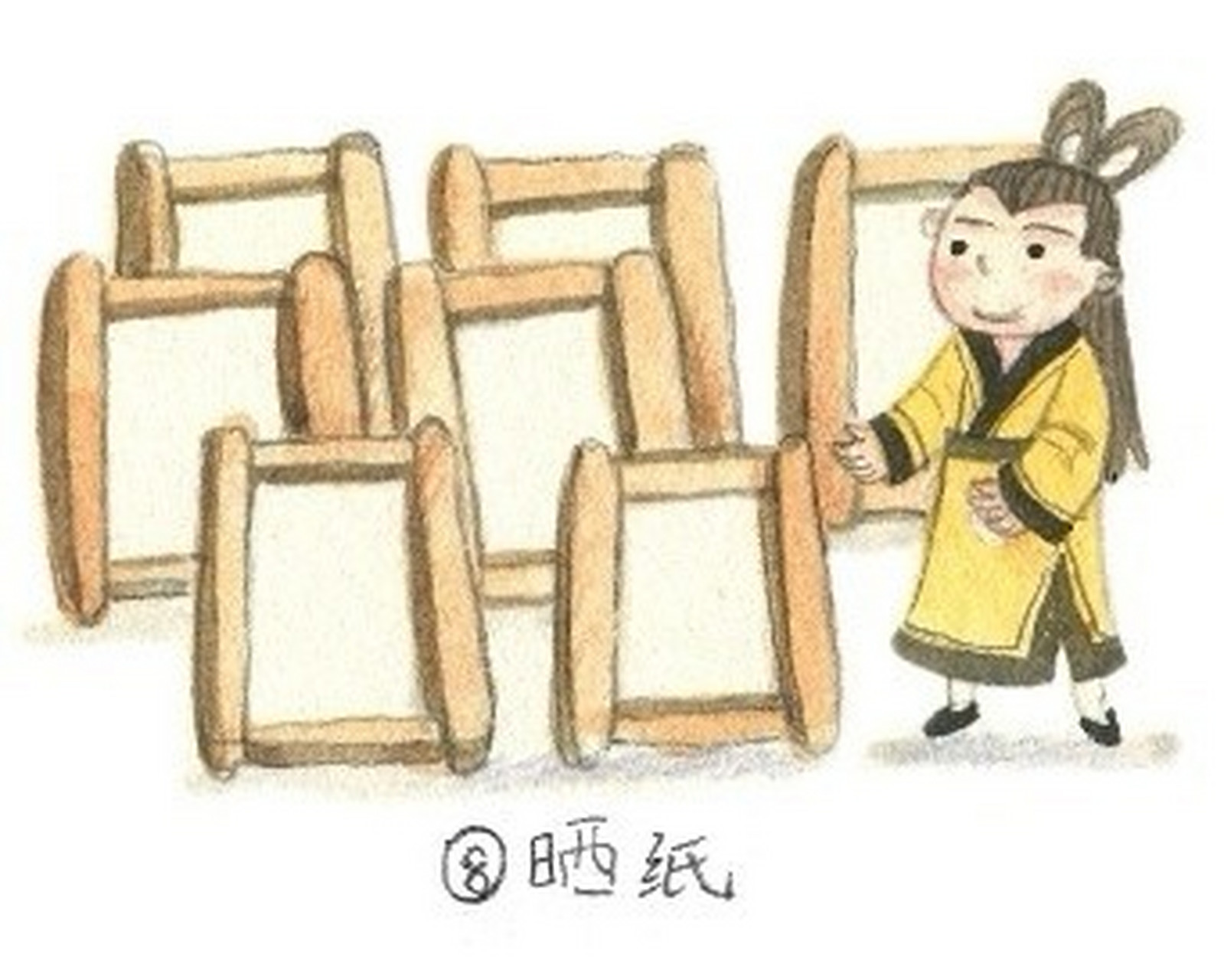 蔡伦造纸术简笔画彩色打印 蔡伦造纸术简笔画彩色打印