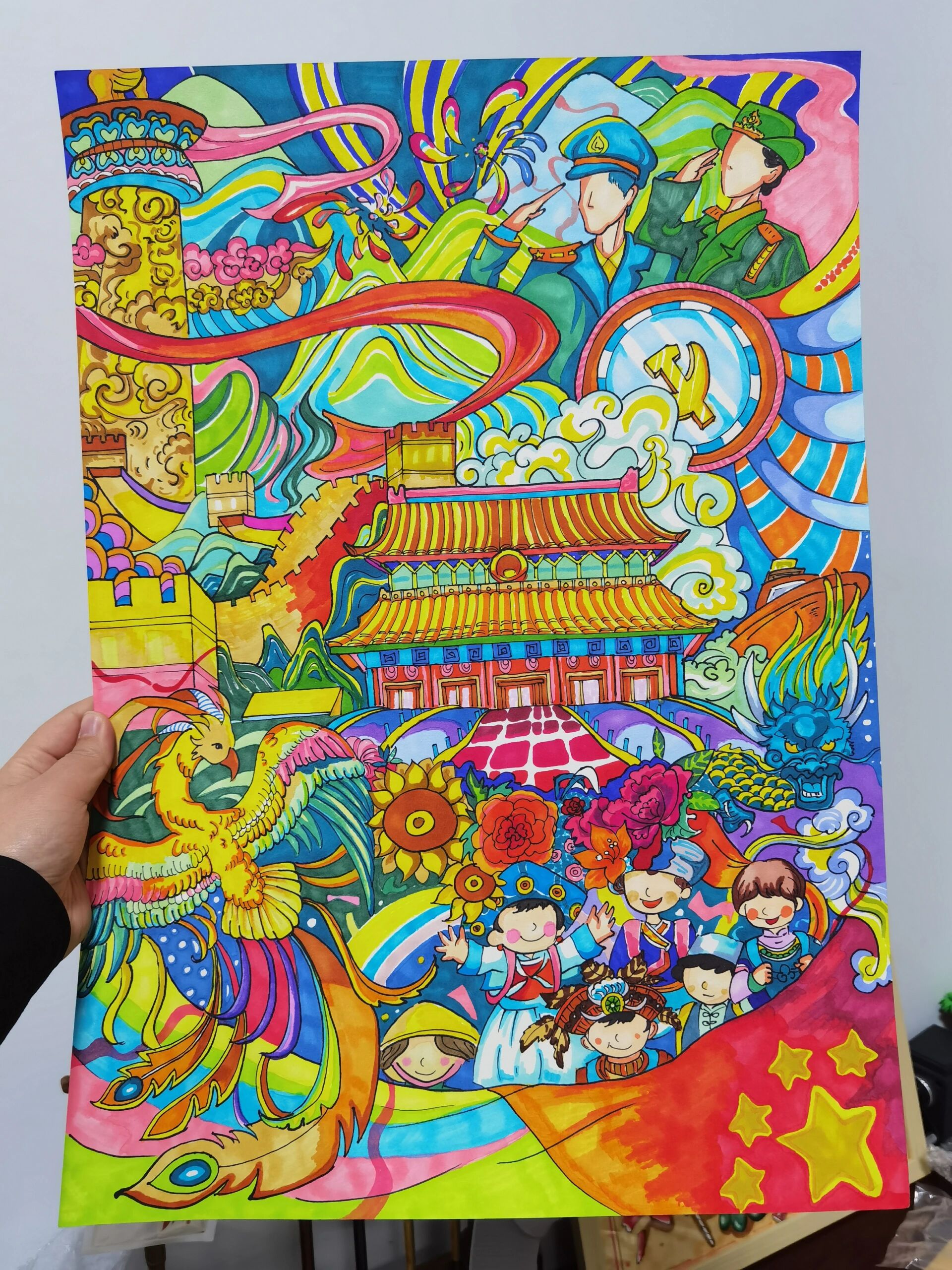 听党话跟党走,感恩党主题绘画,临摹于网络