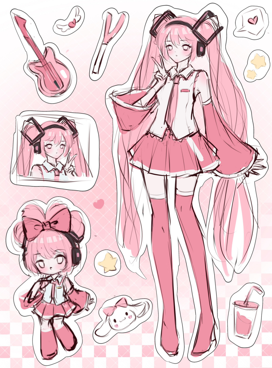 贴纸分享9393|初音未来miku 画了双色初音呀!