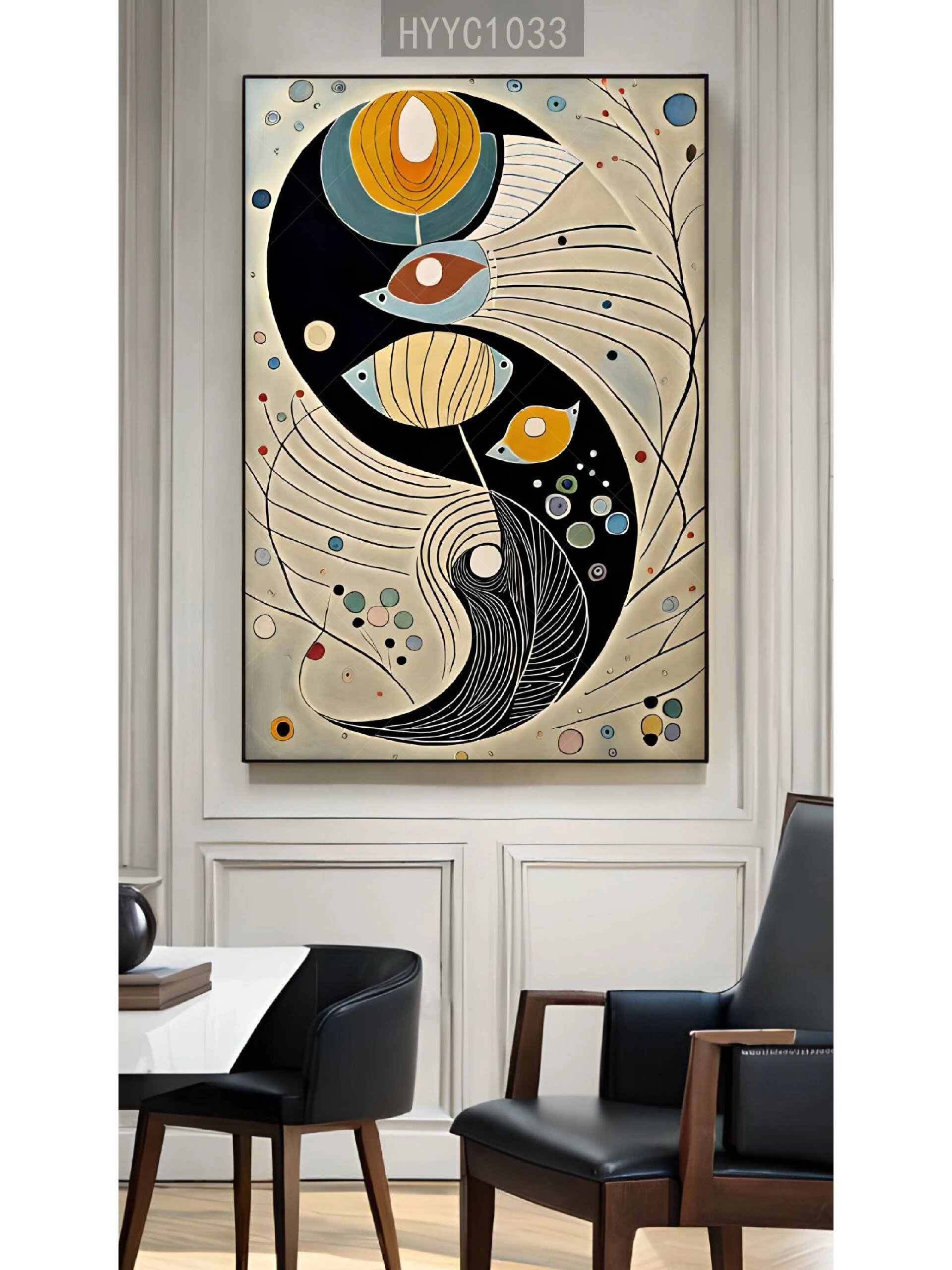 抽象圆圈美式复古轻奢风装饰画图片素材图库