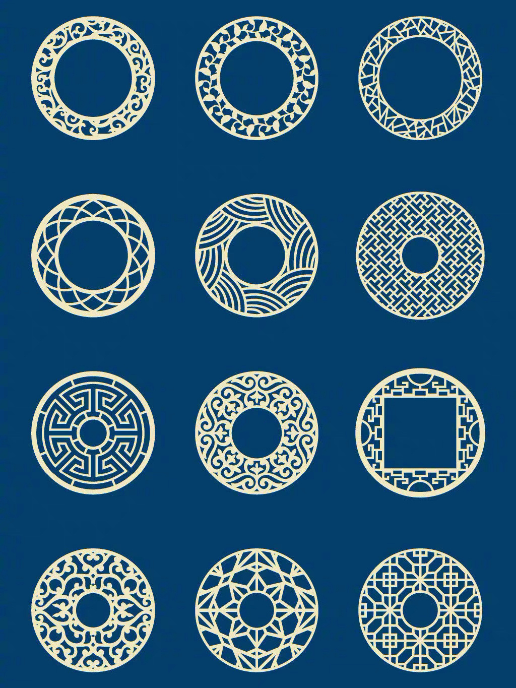 一组超好看的中国风古典花纹图案素材