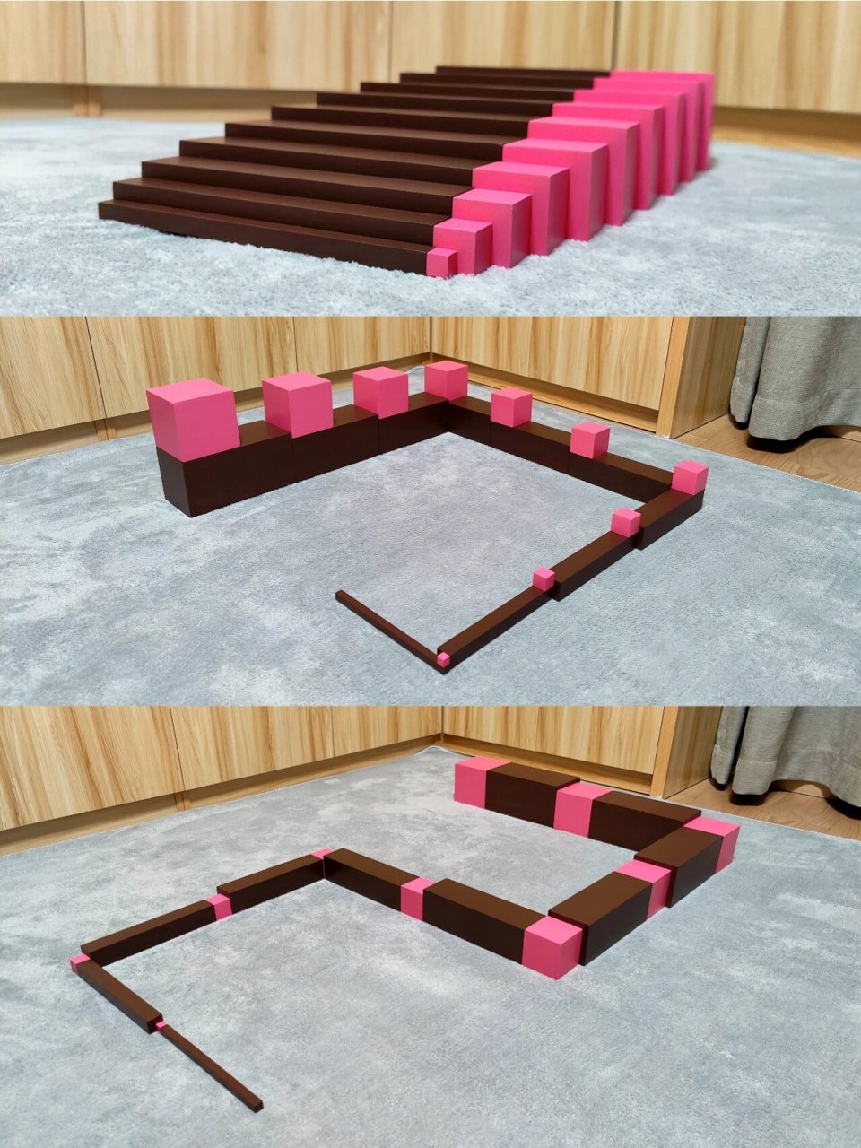 粉红塔,棕色梯进行创意构建吧