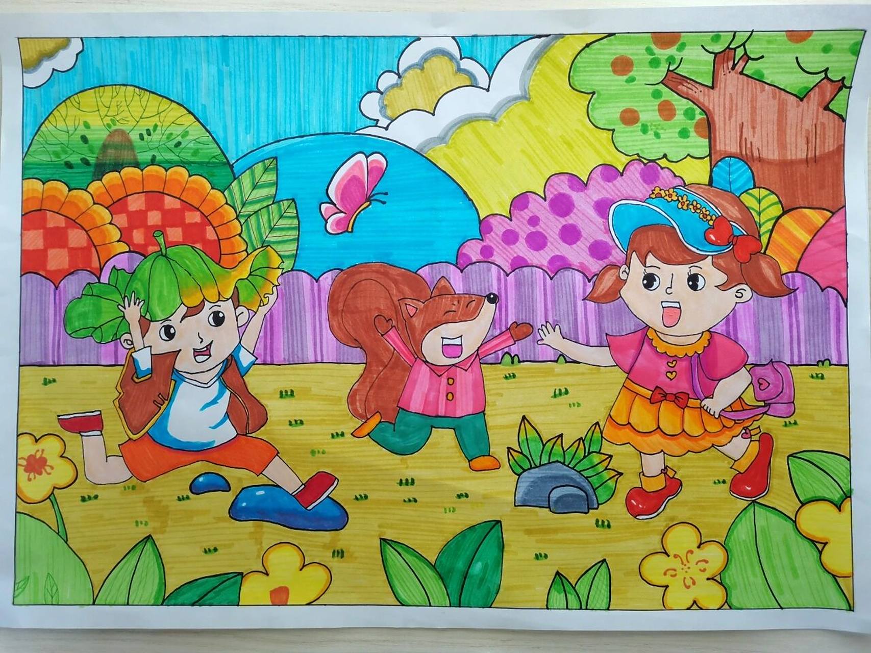 简笔画《我和我的好朋友》 丹尼索儿童画  学前教育 《一起去郊游》等