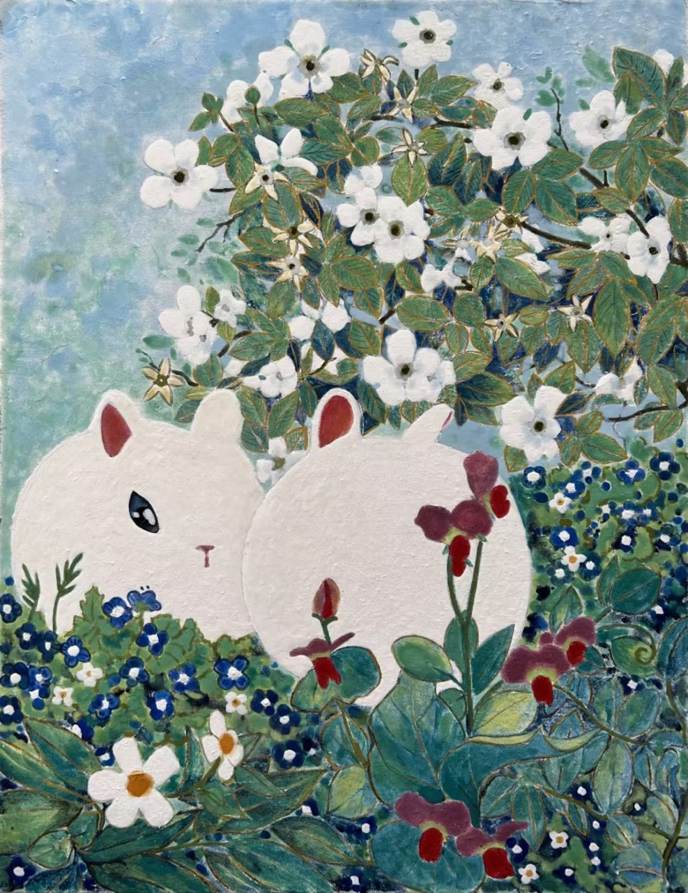 秘密花园涂色兔子图片