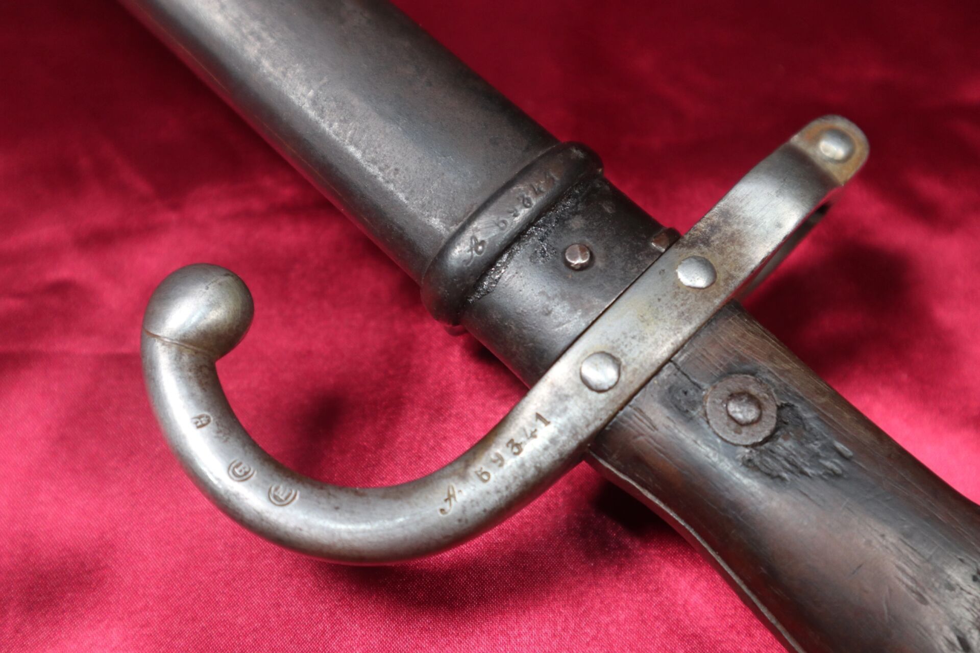 古董欣赏法国 一战 1874式格拉斯刺刀 法国1874式刺刀 生产用来替换