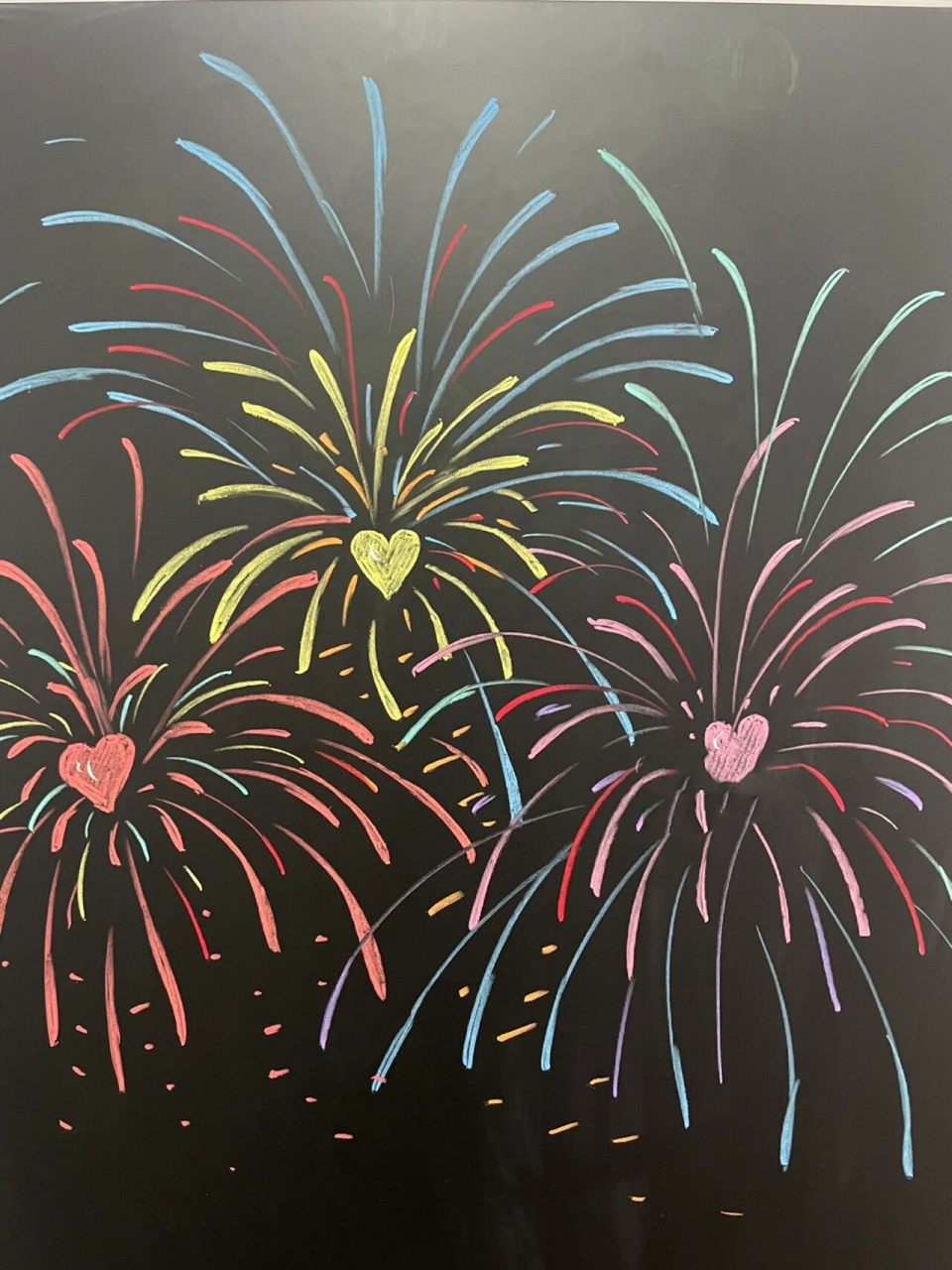 粉笔画(烟花) 今天是烟花呀  嘣—学起来