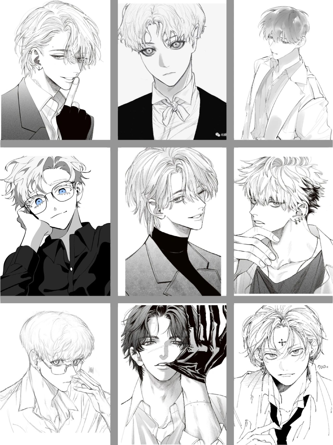 帅哥总是画不好 这套素材看过来~ 里面都是各种各样的帅哥线稿 还在等