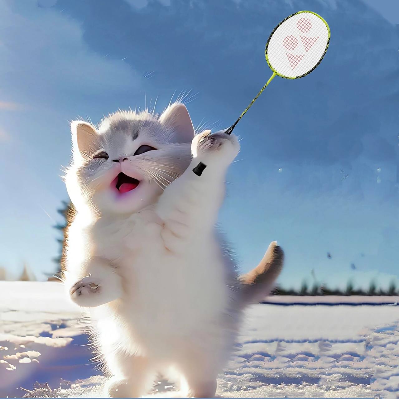 超级可爱的猫咪9615微信头像 喜欢打羽毛球的宝贝可以存起来啦!