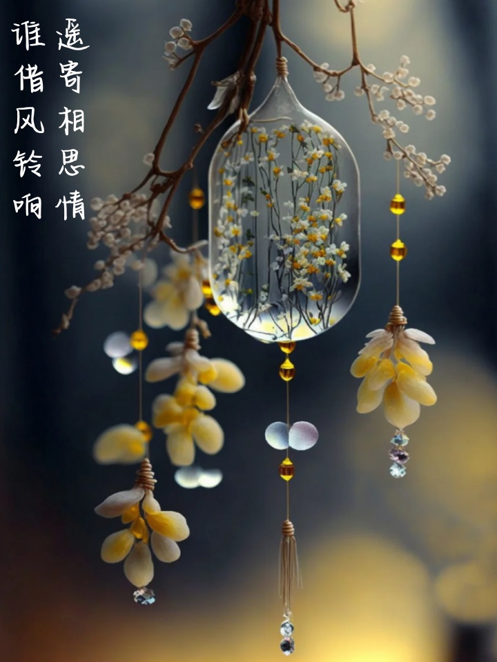 月儿如钩挂天幕上, 星光点缀成绝美画框.