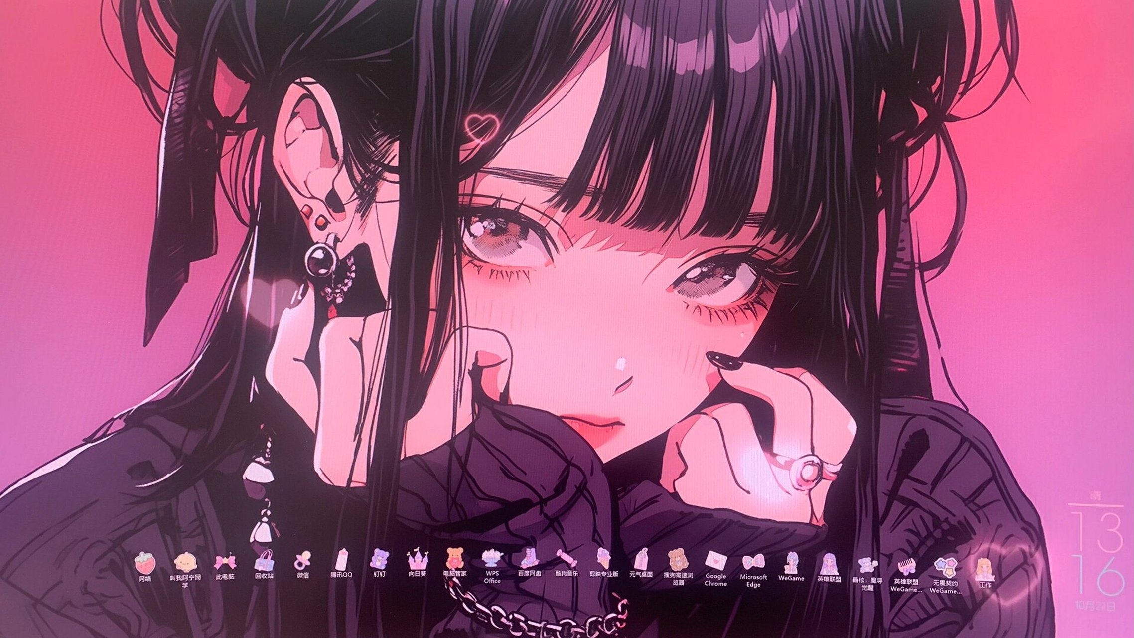 电脑新壁纸,live动图,黑粉甜酷动漫少女!