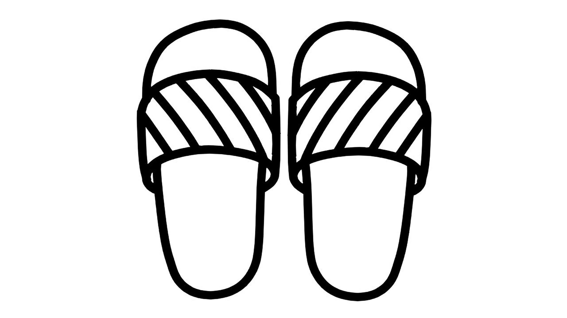 02【简笔画素材分享25】6双卡通拖鞋 分享6款卡通拖鞋高清线稿素材