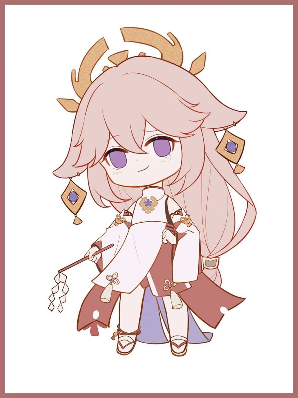 q版原神同人-八重神子 附绘画过程 q版原神同人-八重神子 附草稿-线稿