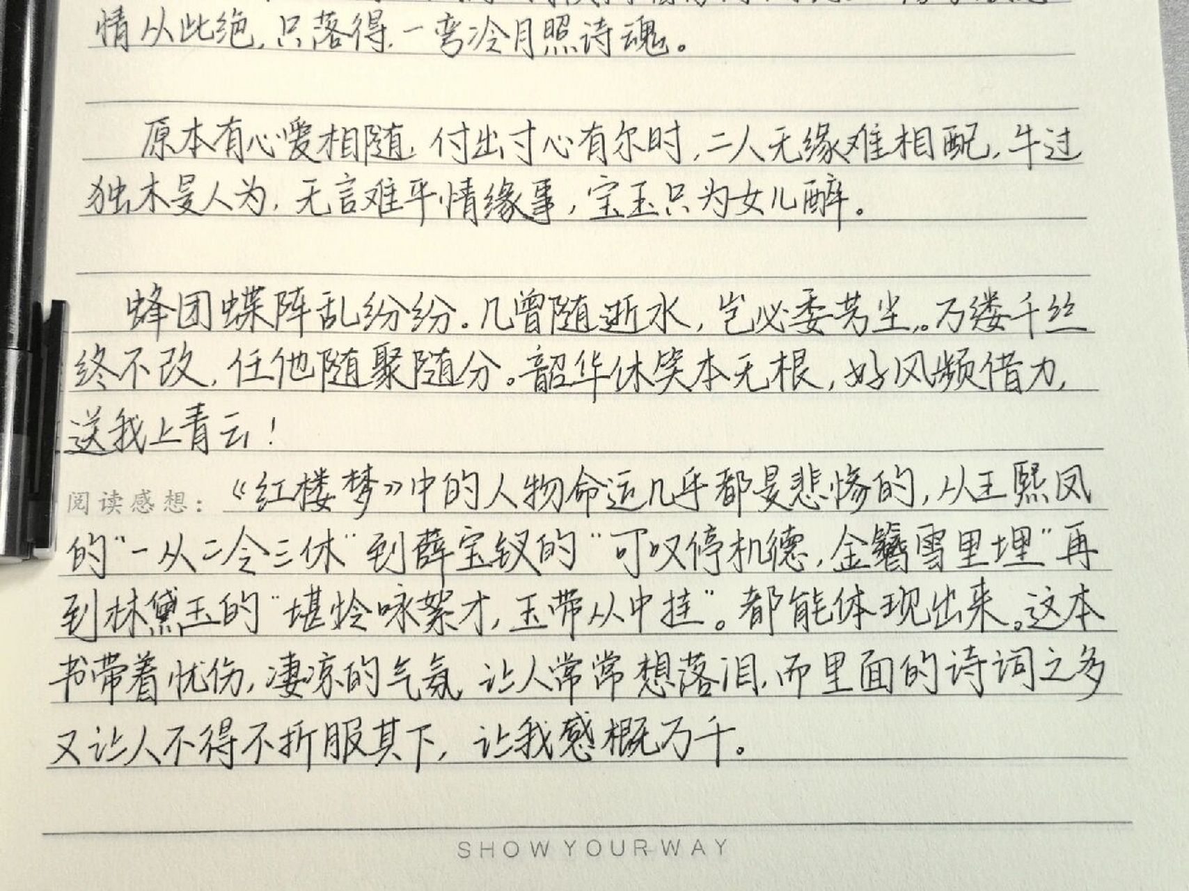 读书笔记打卡# #摘抄# #手写# 《红楼梦》读书笔记第二篇