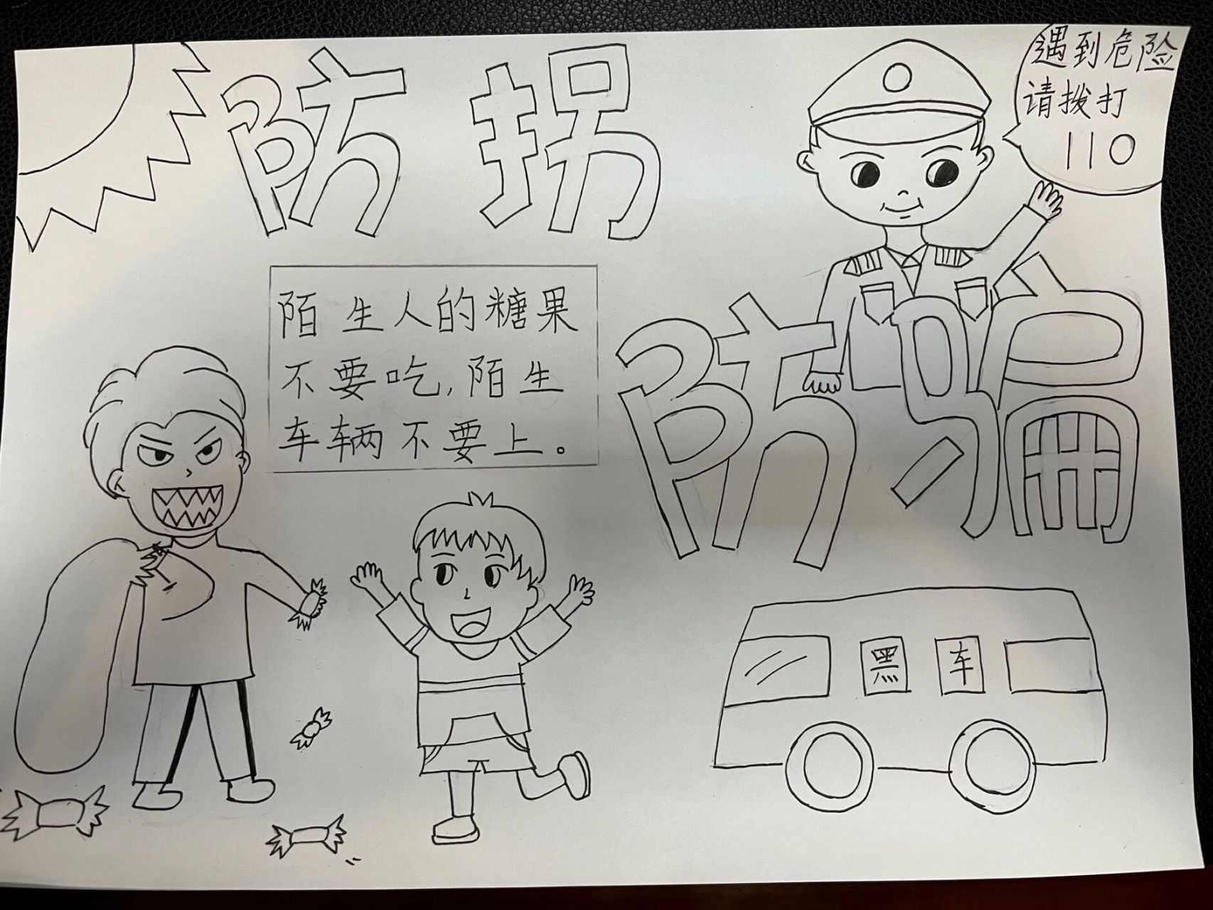 防拐防骗儿童画