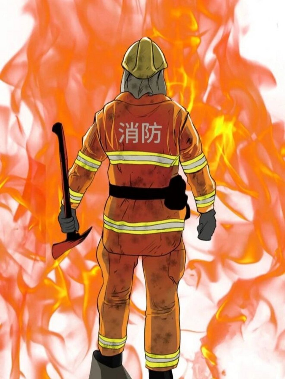 致敬消防员  今天在医院看到一个出警受伤的消防员,伤得挺严重的,大块