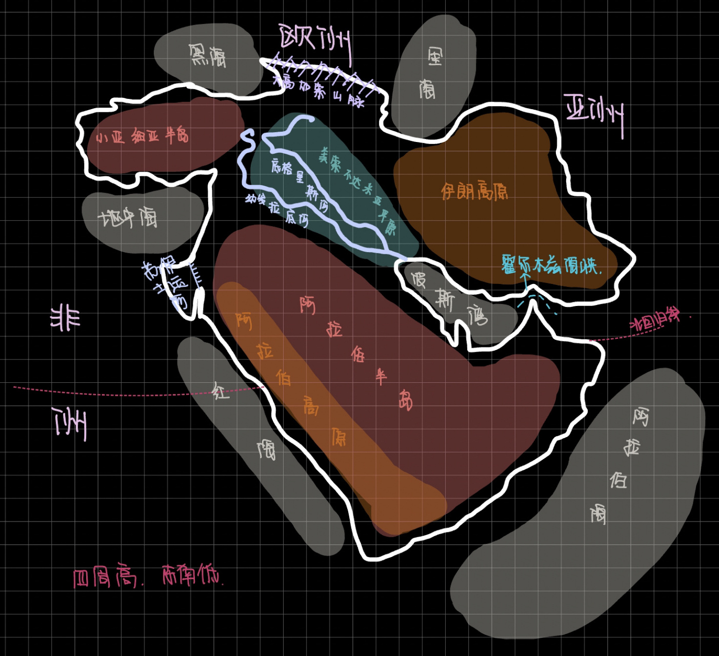 一张图学好亚洲三大半岛地形 印度半岛;中南半岛;阿拉伯半岛