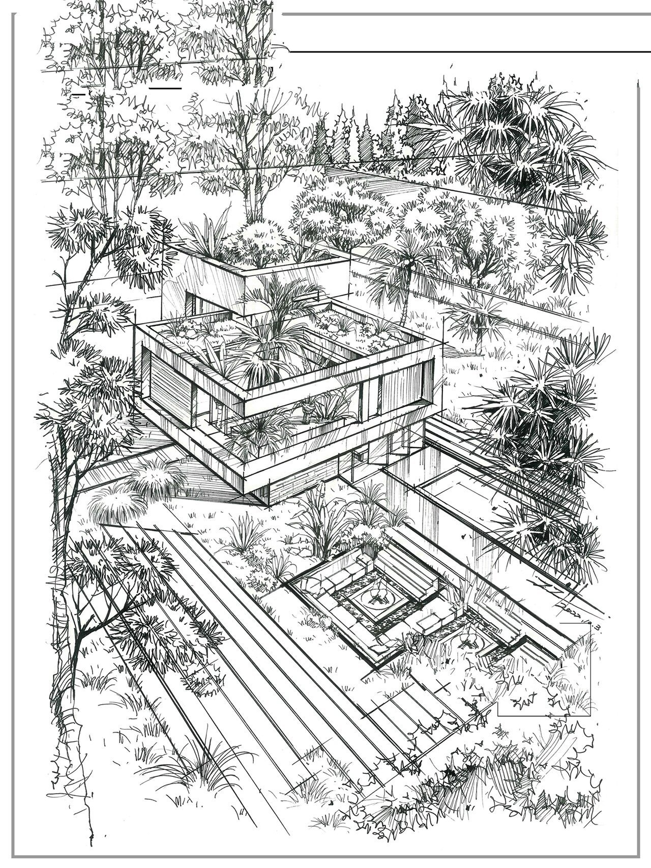 环艺建筑专业手绘—建筑景观鸟瞰图手绘表现